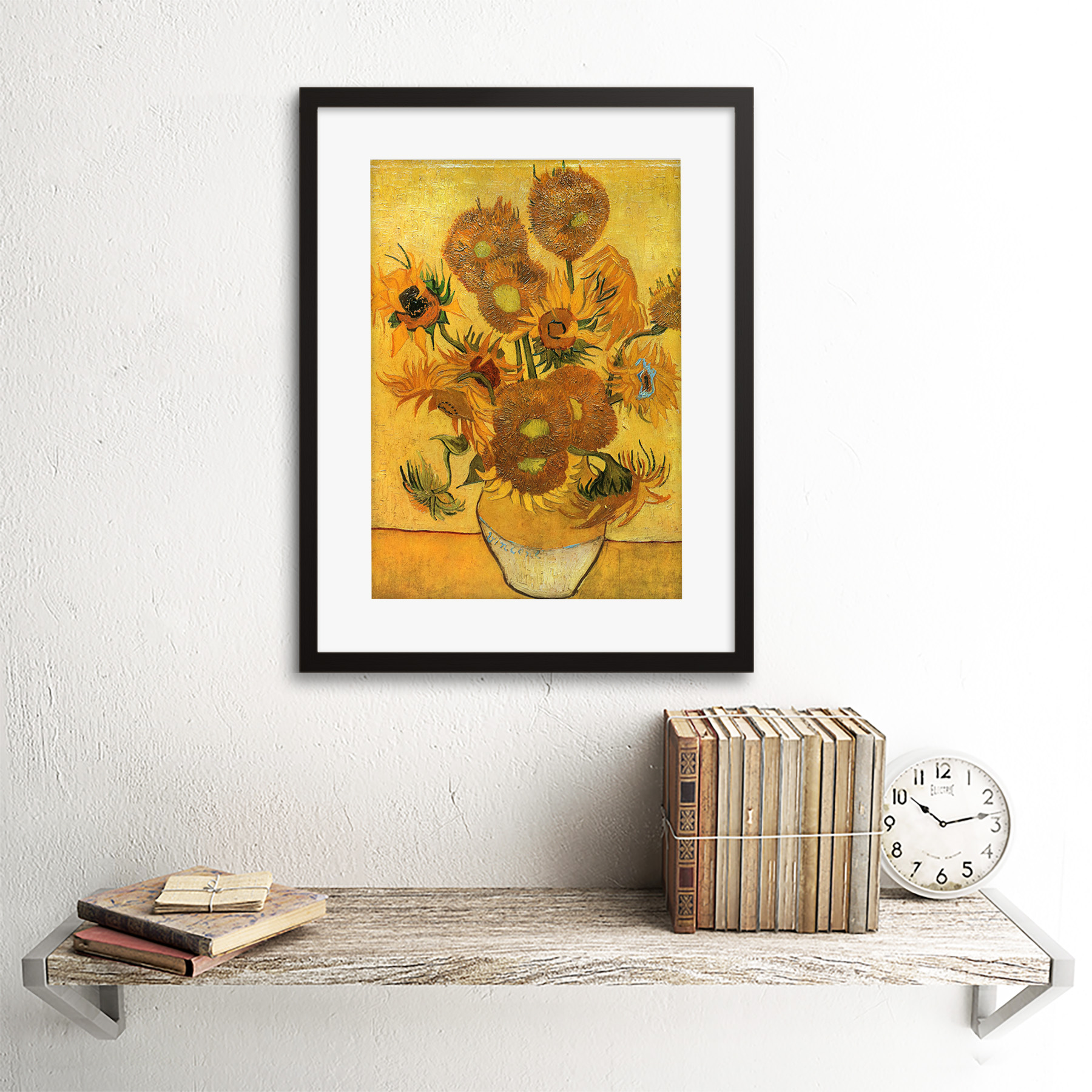Van Gogh Bodegón quince Girasoles Florero Enmarcado Pared Arte Impresión 12X16 en