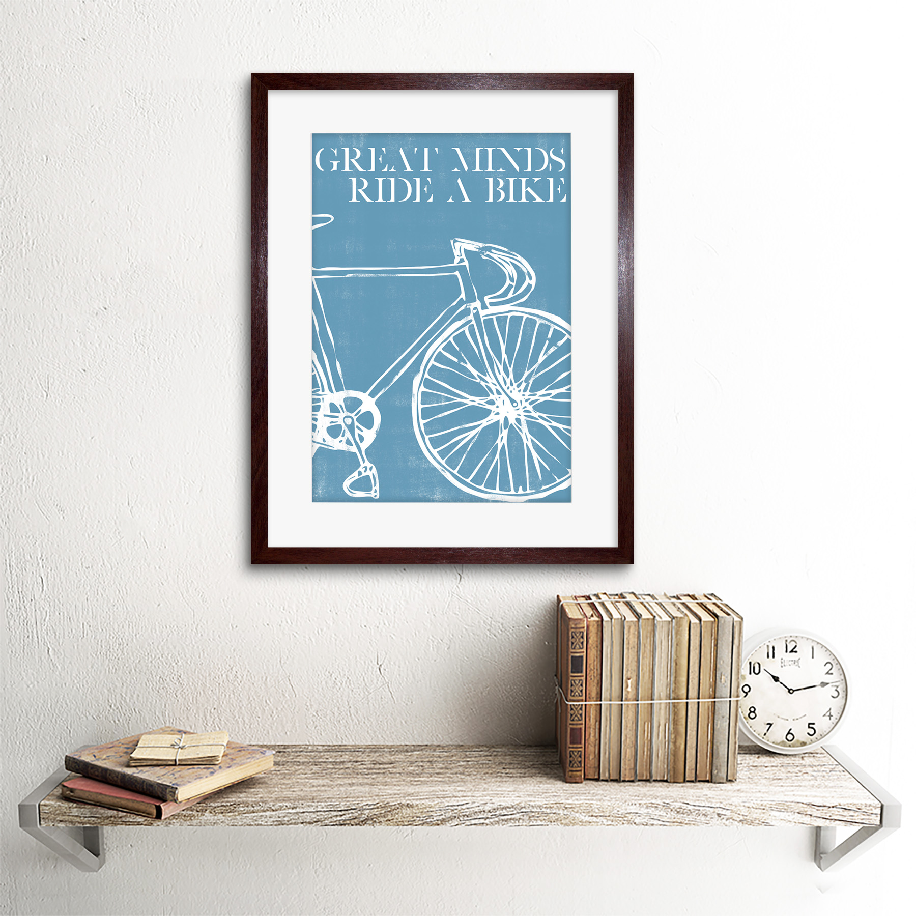 Ciclo bicicleta deporte grandes mentes Enmarcado Pared Arte Impresión 12X16 en