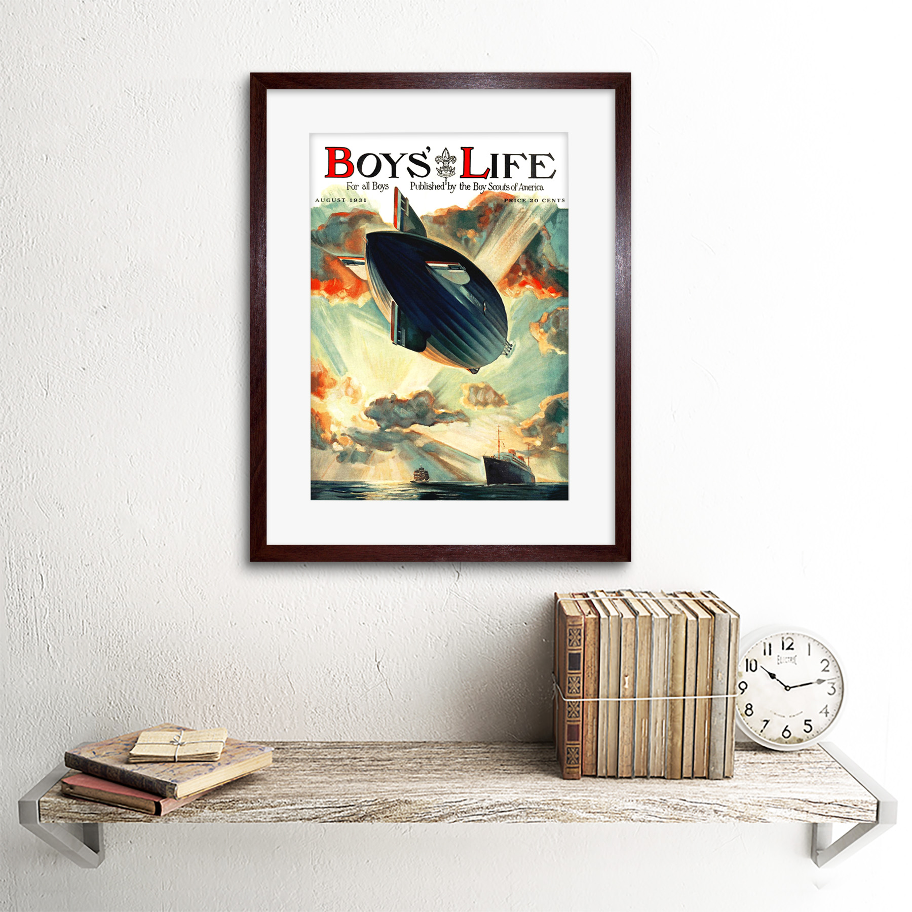 Comics Boys Life Boy Scout Airship Zeppelin Liner Ocean Framed Art Print 12x16/"