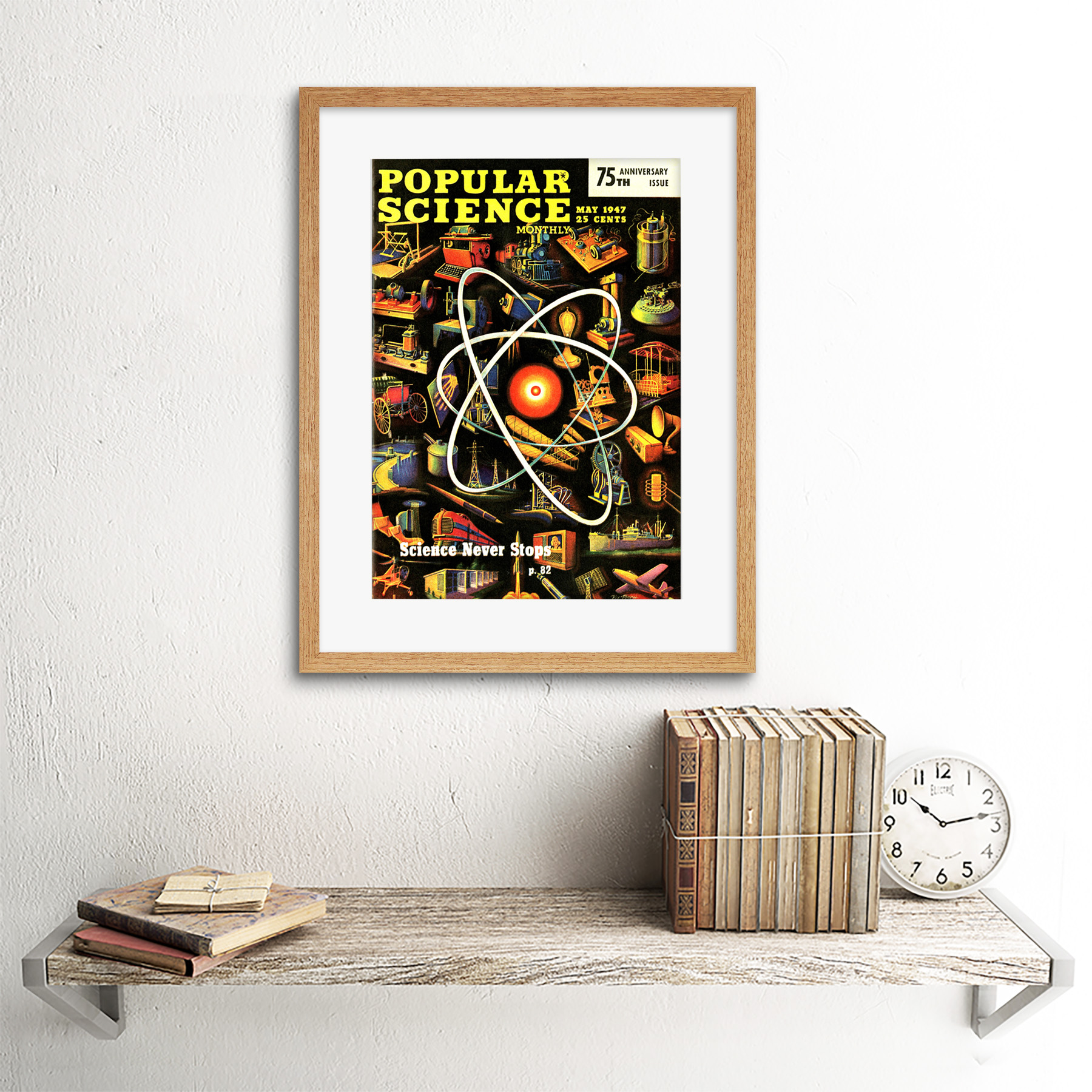 Revista De Ciencia Popular Atom invención Cool enmarcado impresión 12x16 pulgadas