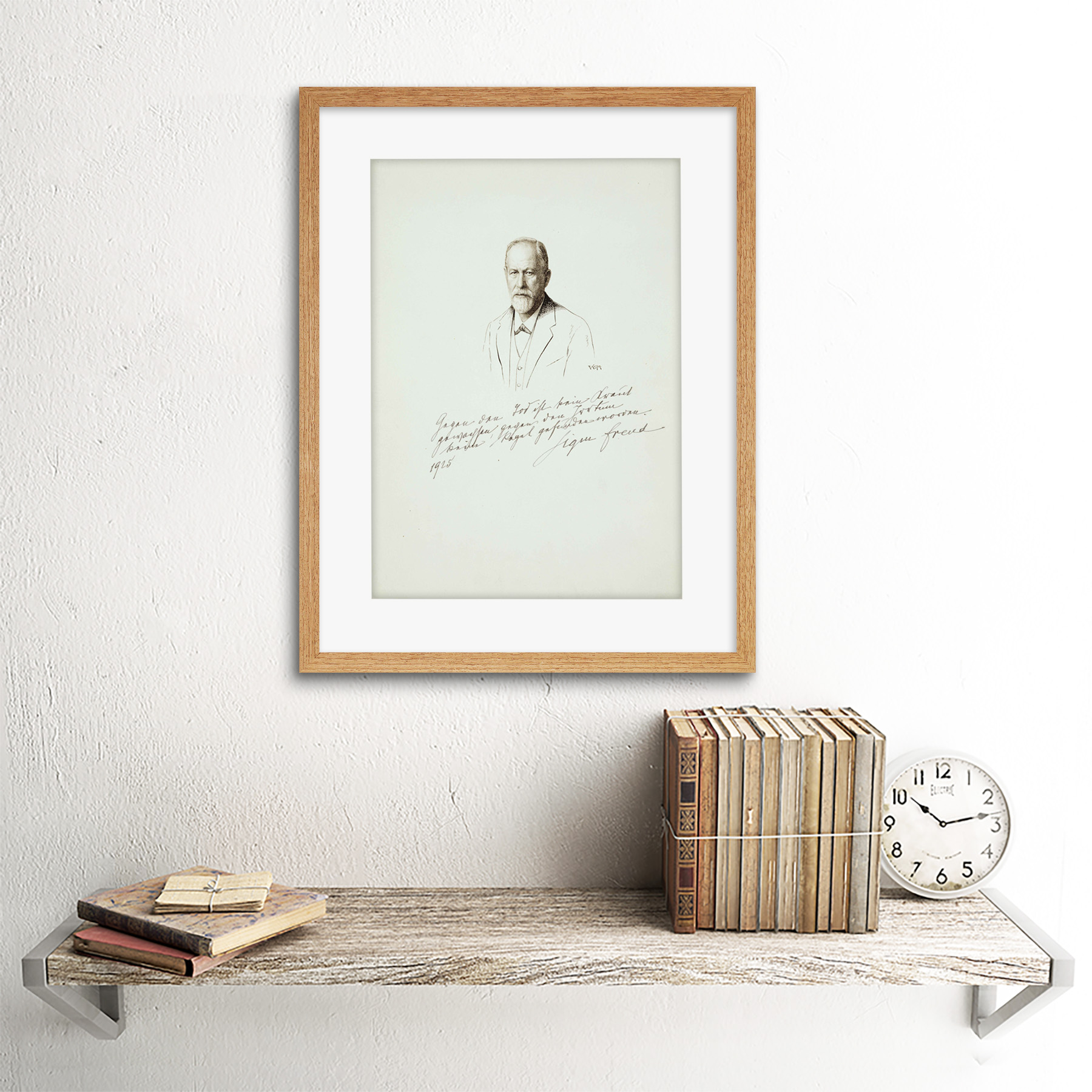 Portrait Sigmund Freud Signed Psychoanalysis Framed Print Picture Mount 12x16/"