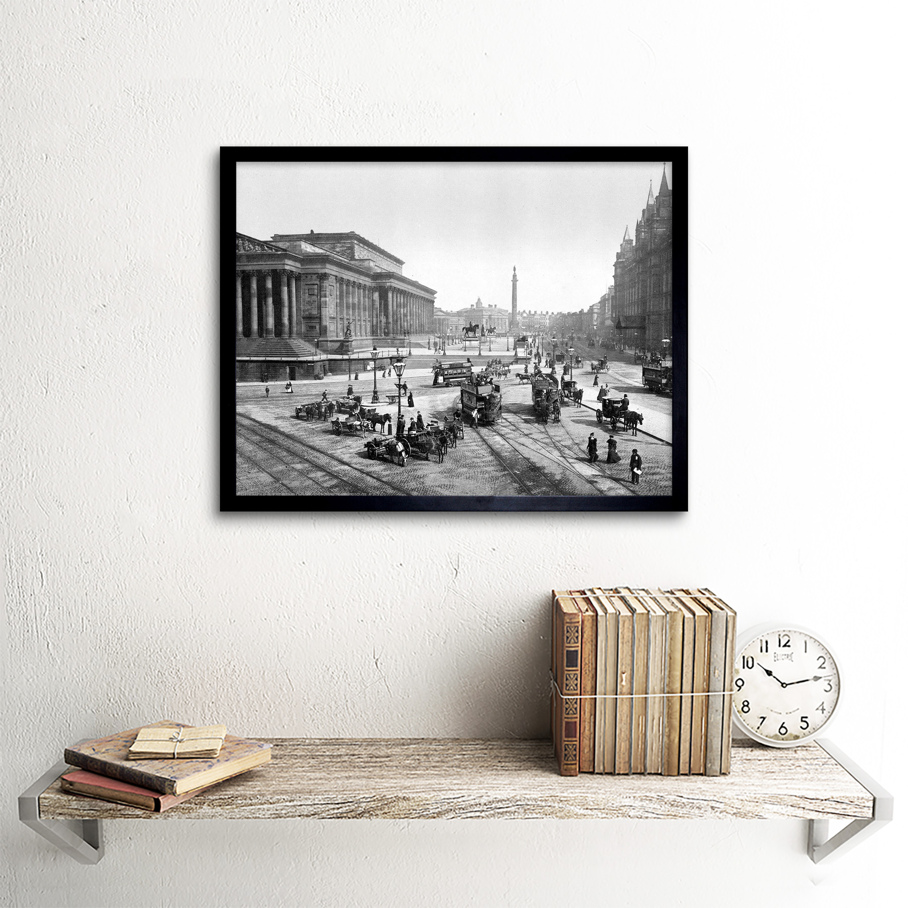 George/'s Hall England Old Bw 12X16 Inch Framed Art Print Liverpool St