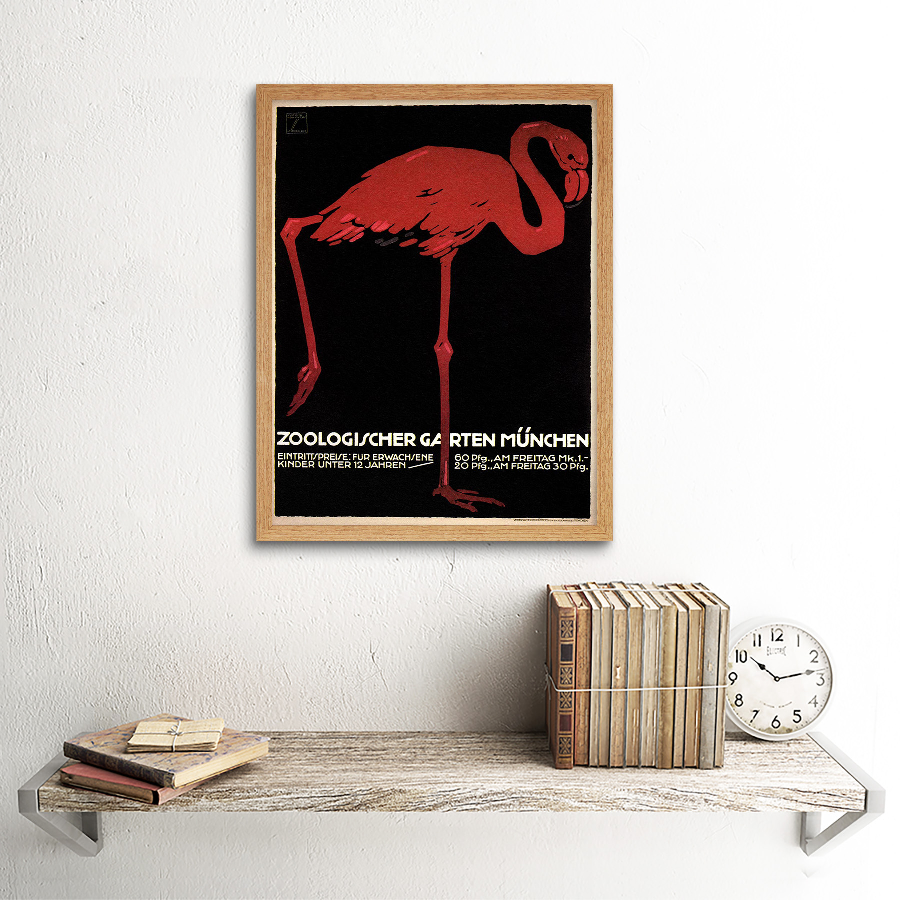 Cultural Zoo Flamingo Ave exposición de Múnich Baviera Alemania animal enmarcado impresión