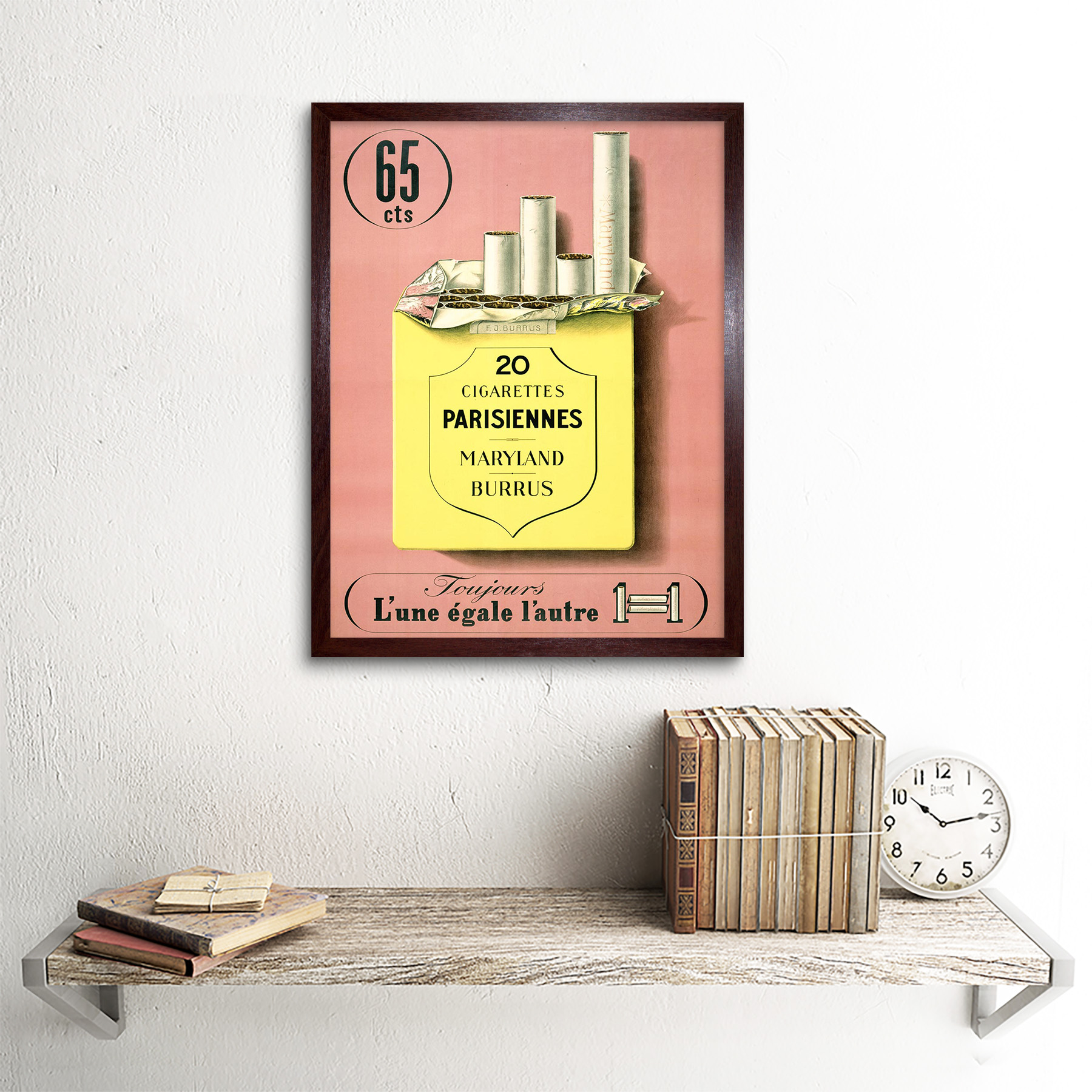 Anuncio de Burrus cigarrillos para fumar tabaco Suiza 12X16 pulgadas impresión arte enmarcado