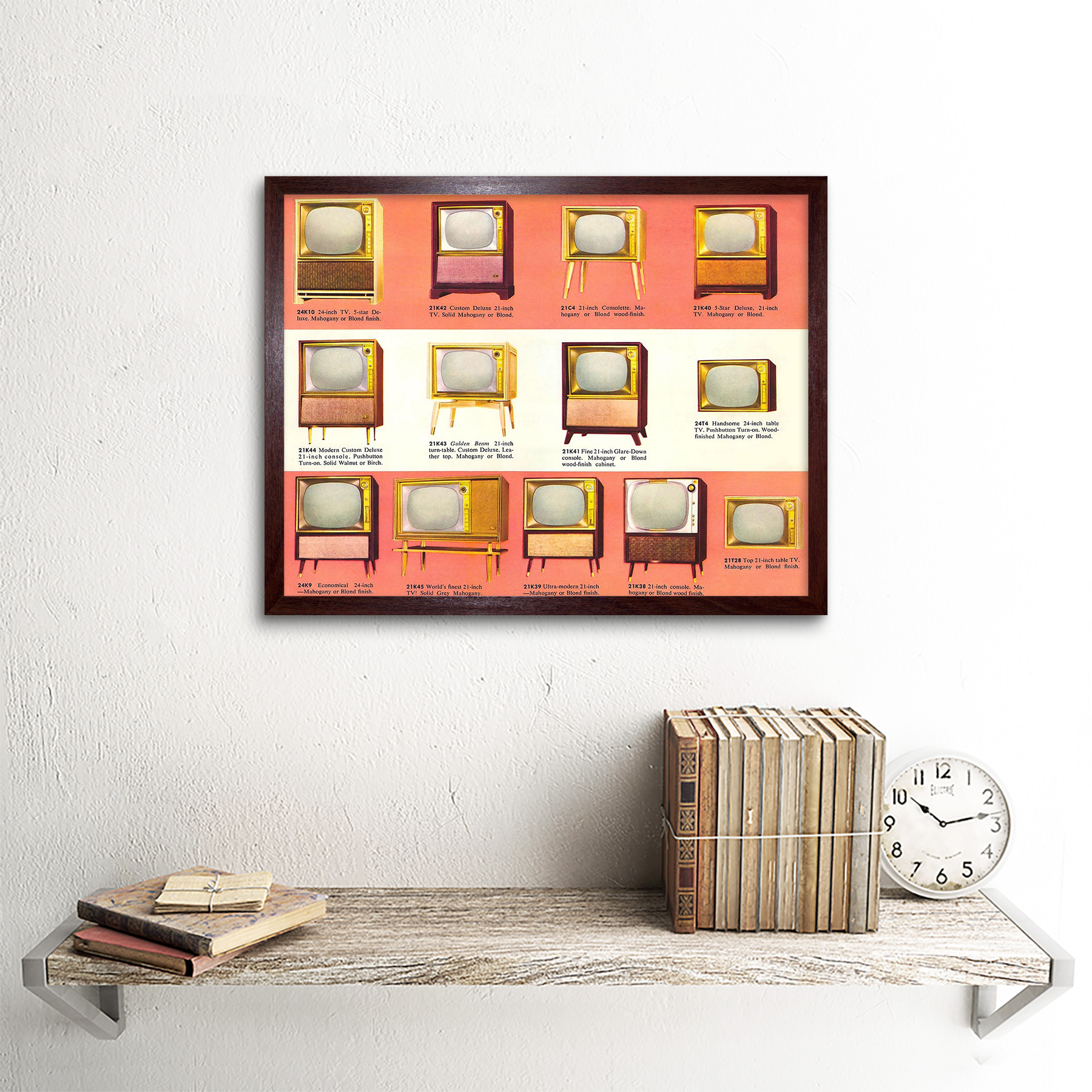 Advert Vintage Retro Television Set Guide Info 12X16 Inch Framed Art Print