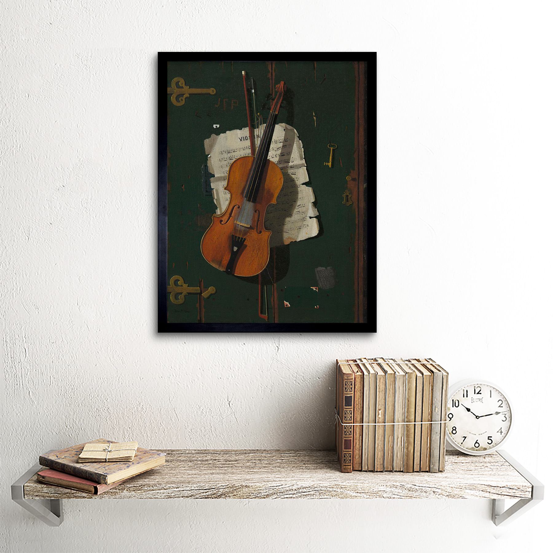 Peto John Frederick American antiguo violín Antiguo Pintura 12X16 pulgadas impresión arte enmarcado