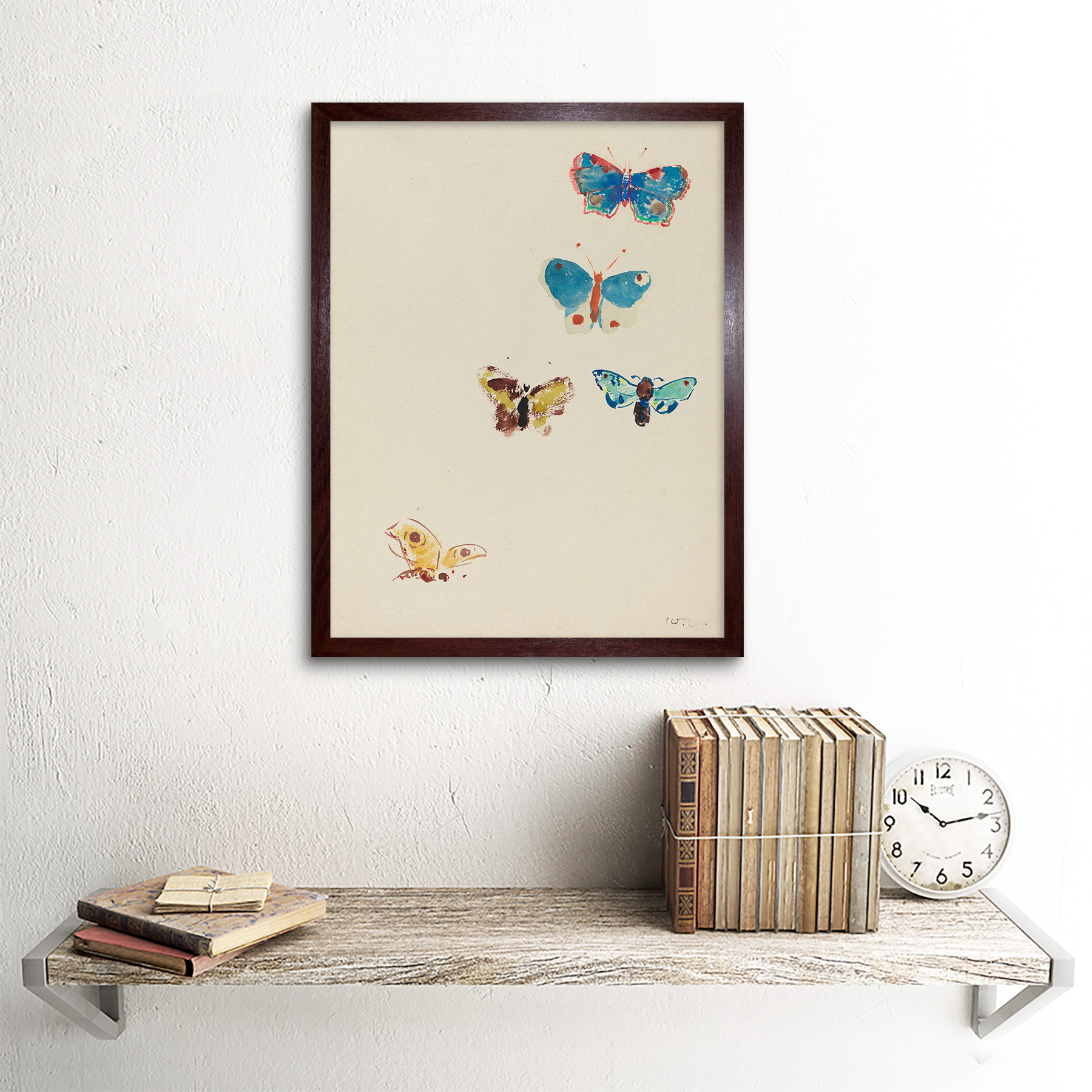 Odilon Redon francés cinco mariposas Antigua Pintura 12X16 pulgadas impresión arte enmarcado