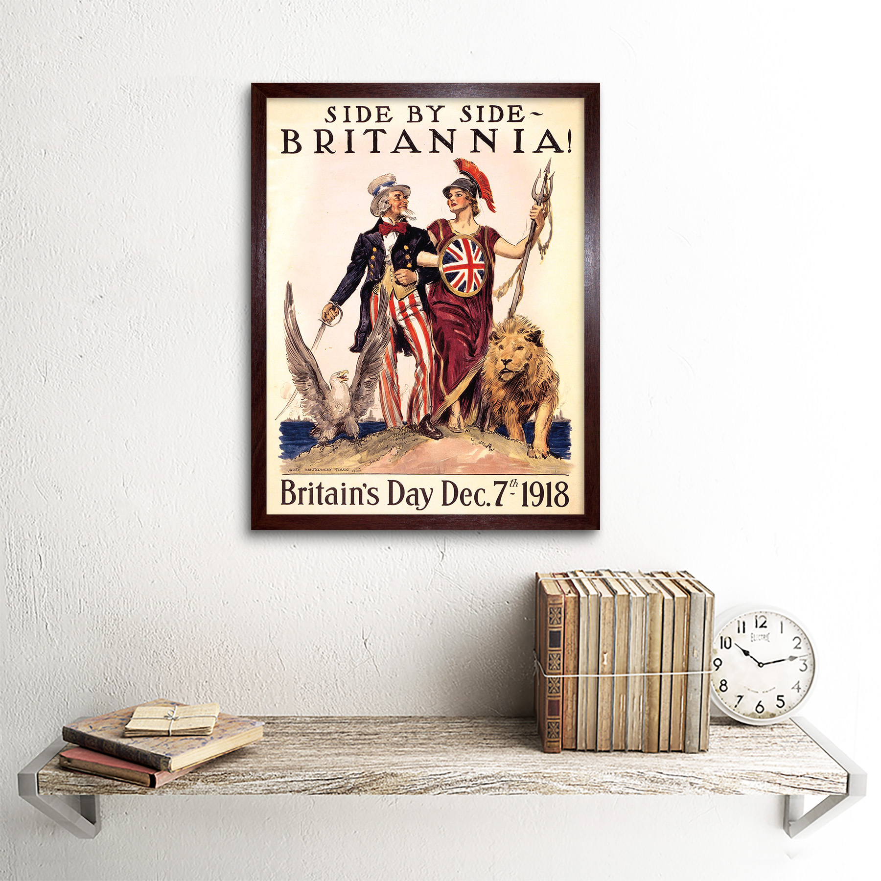 Propaganda Political Usa Uk Post War Wwi Uncle Sam Britannia 12X16 Framed Print