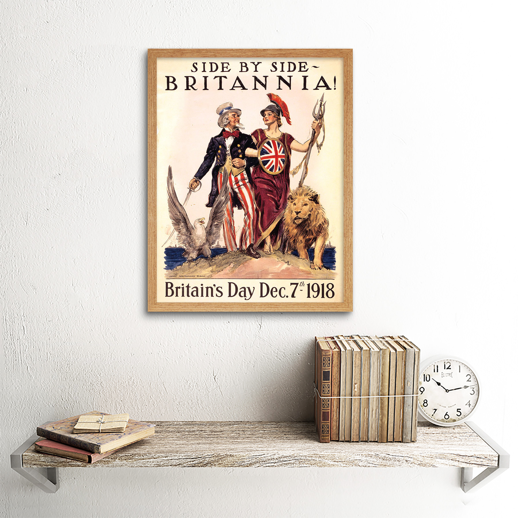 Propaganda Political Usa Uk Post War Wwi Uncle Sam Britannia 12X16 Framed Print