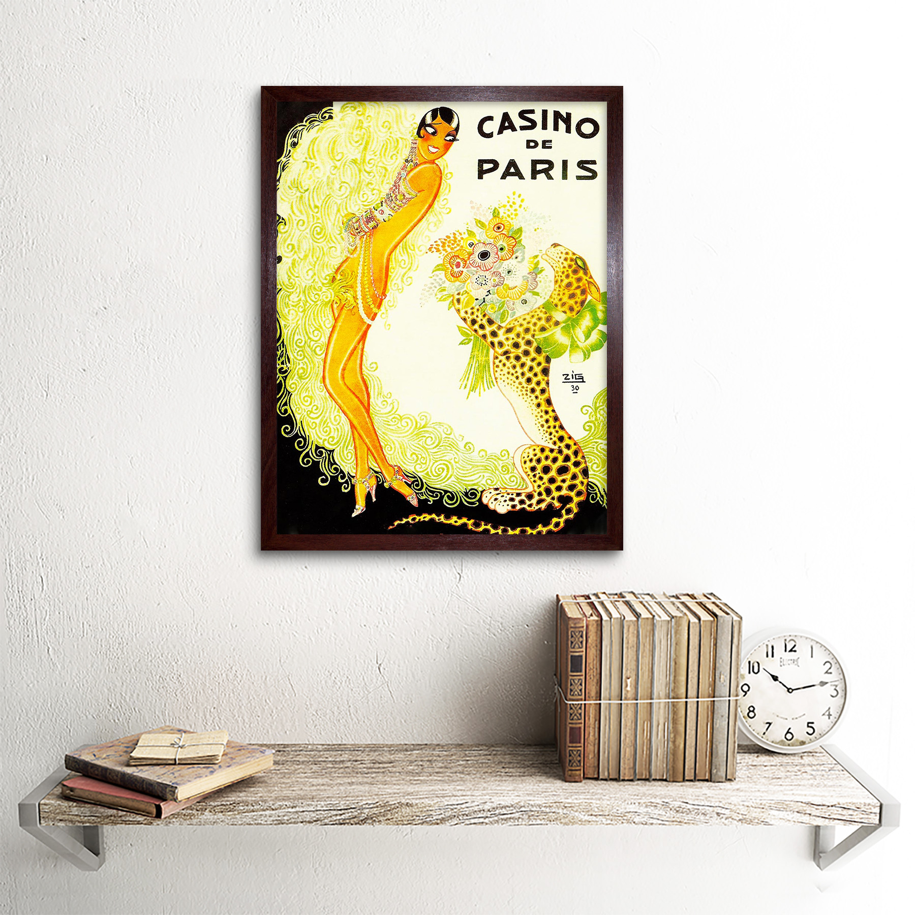 Advert Music Hall Paris Showgirl Leopard Cat Casino 12X16 Inch Framed Art Print