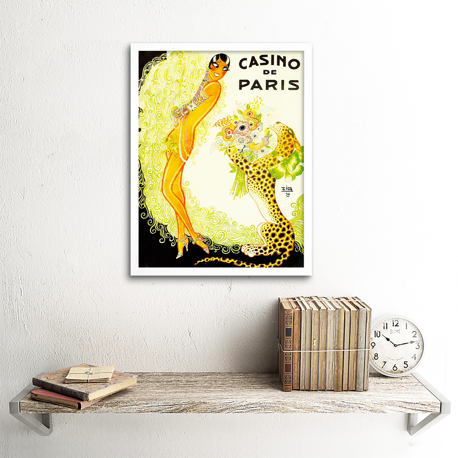 Advert Music Hall Paris Showgirl Leopard Cat Casino 12X16 Inch Framed Art Print