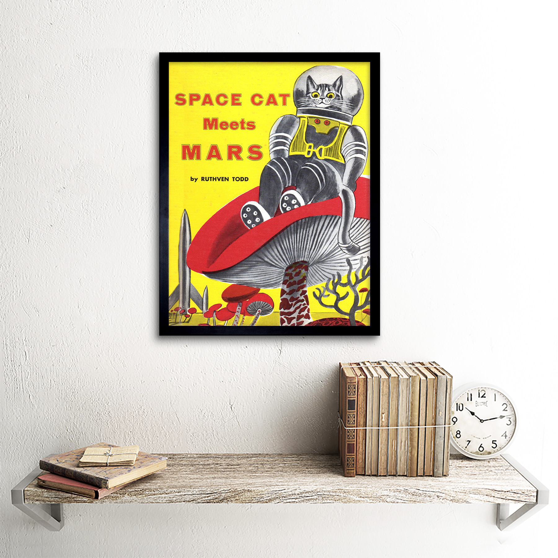 Copertina Space Cat Soddisfa Mars Ruthven Todd Rocket Fungo Uk Framed Print