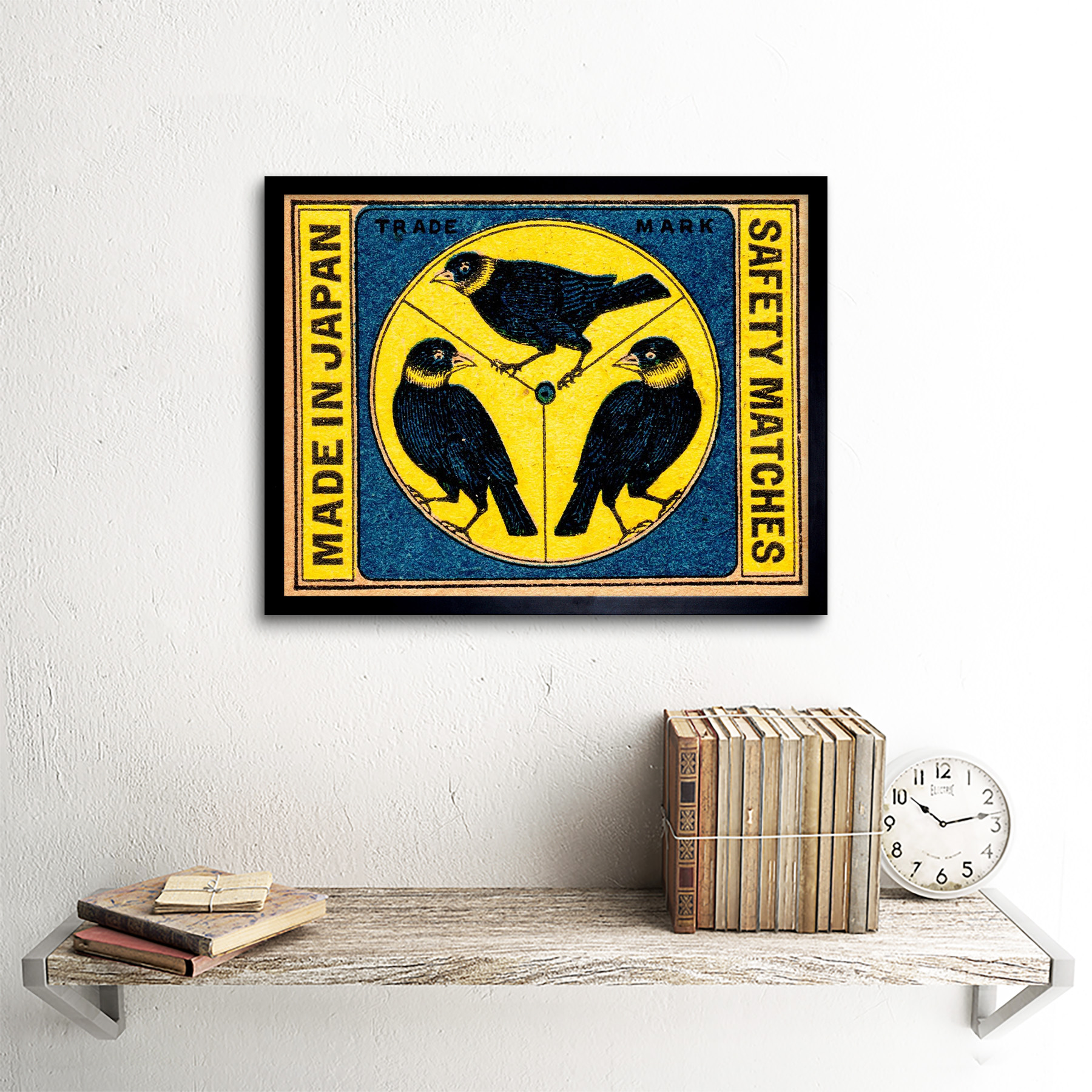Vintage Advert Matches Birds Japan 12X16 Inch Framed Art Print