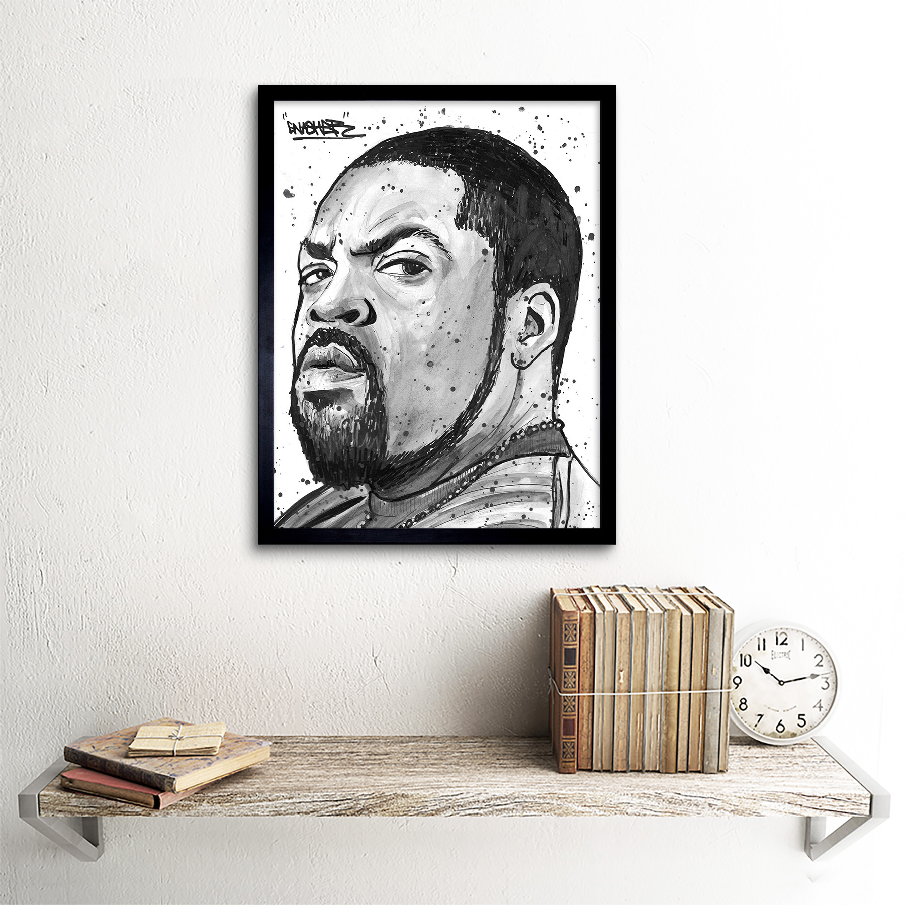 Ice Cube Rapper Painting Art Print Framed Poster Wall Decor 12X16 Inch