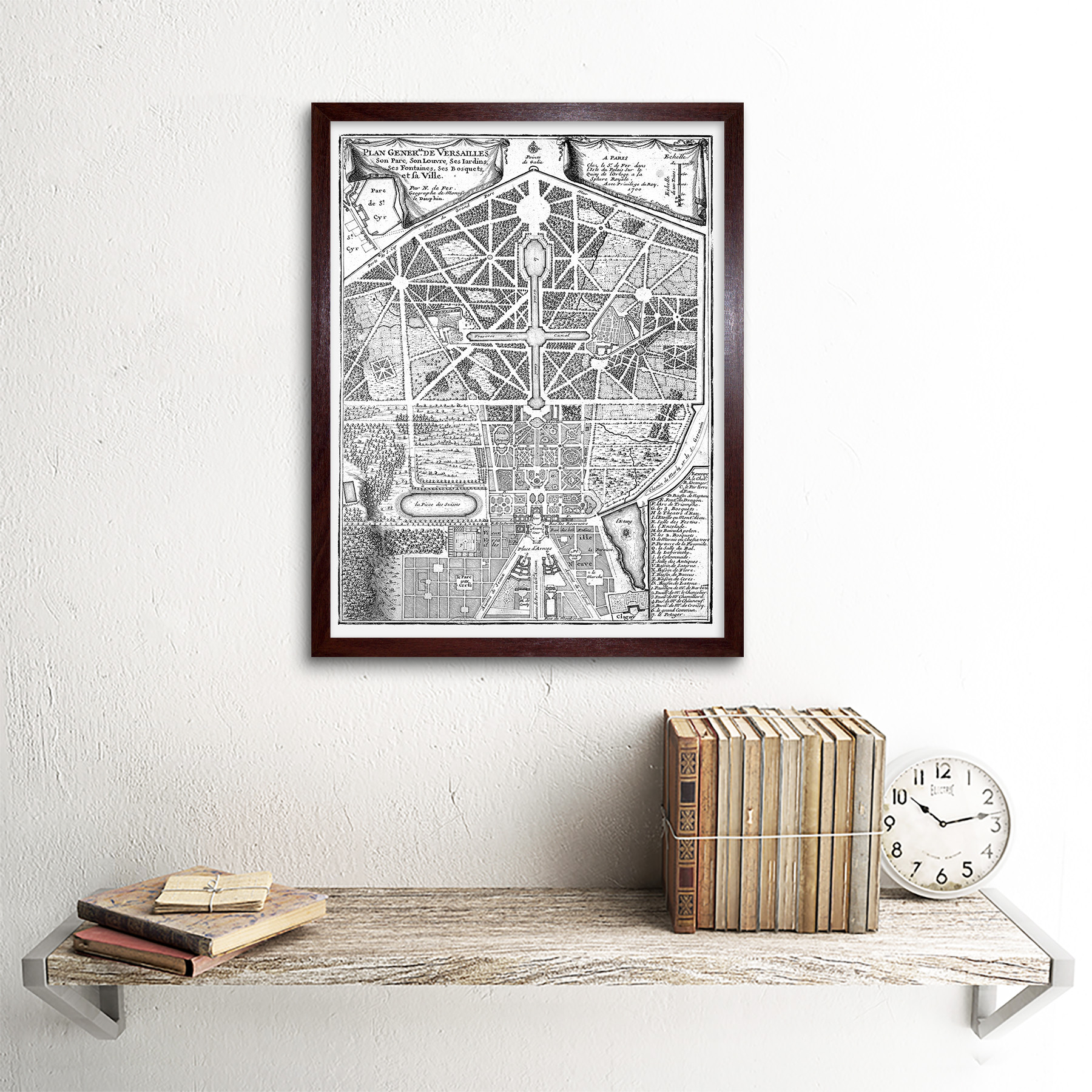 Map Antique Palace Plan De Fer Versailles Park Gardens 12X16 Inch Framed Print