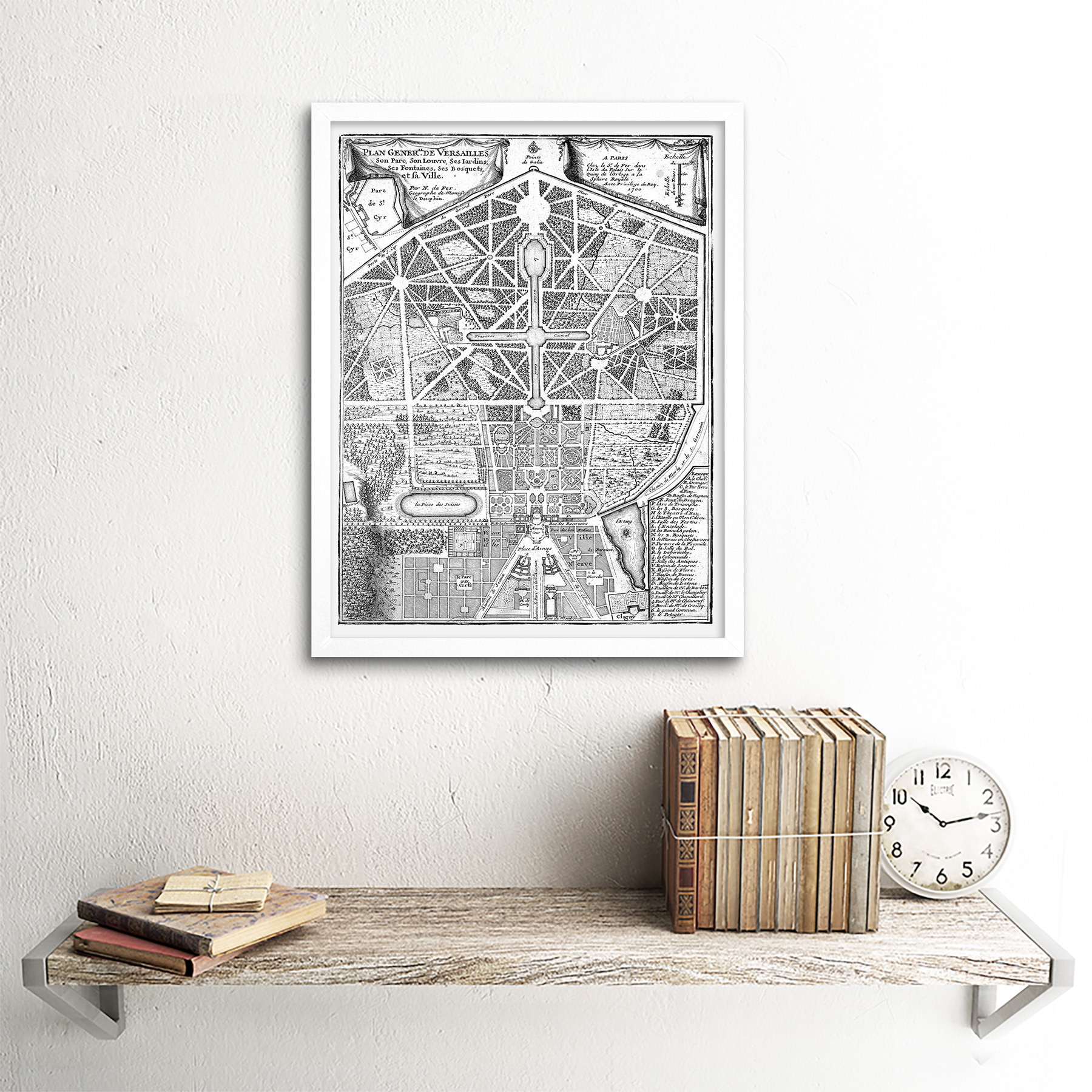 Map Antique Palace Plan De Fer Versailles Park Gardens 12X16 Inch Framed Print