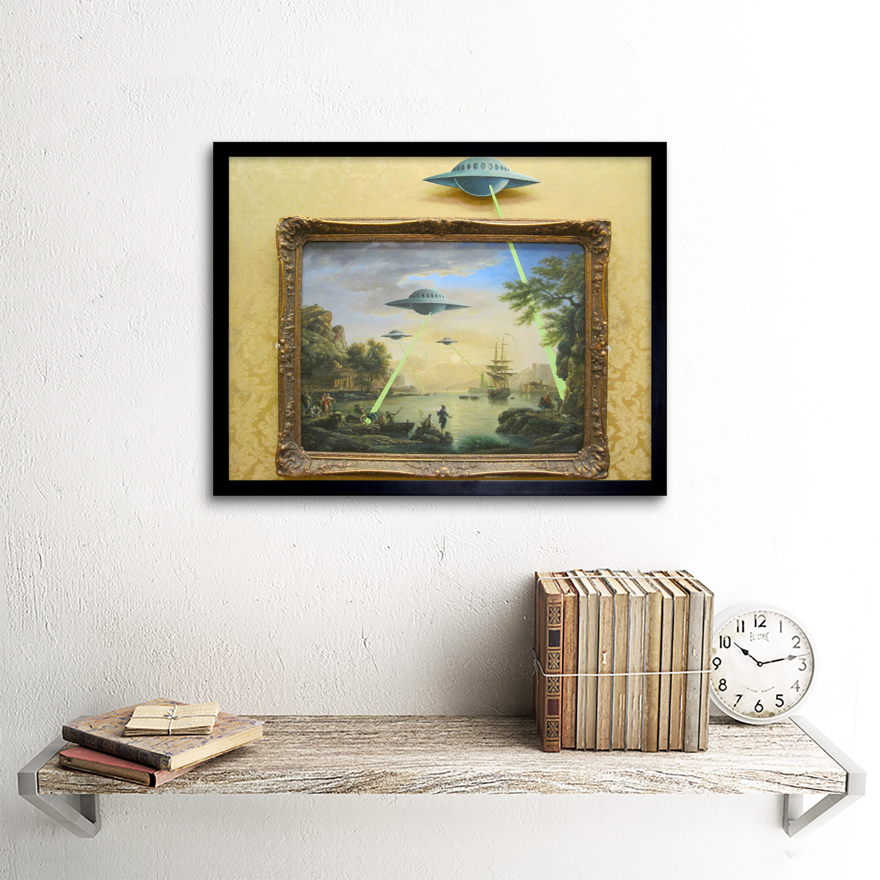 Banksy Ufo Graffiti Street Art 12X16 Inch Framed Art Print