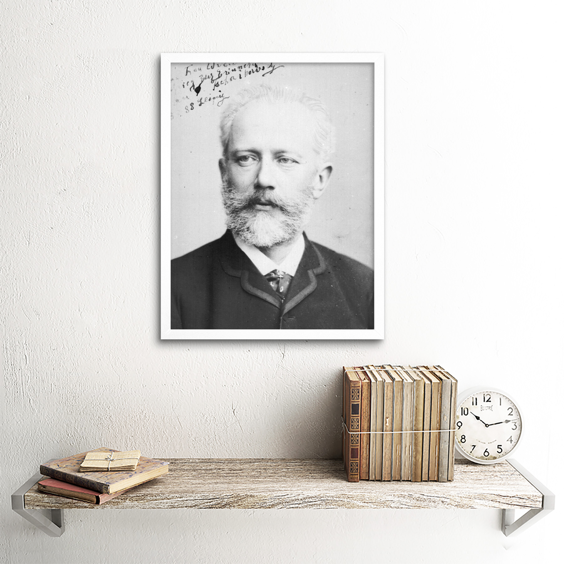 Autograph Portrait Russian Composer Tchaikovsky Photo Framed Wall Art Poster