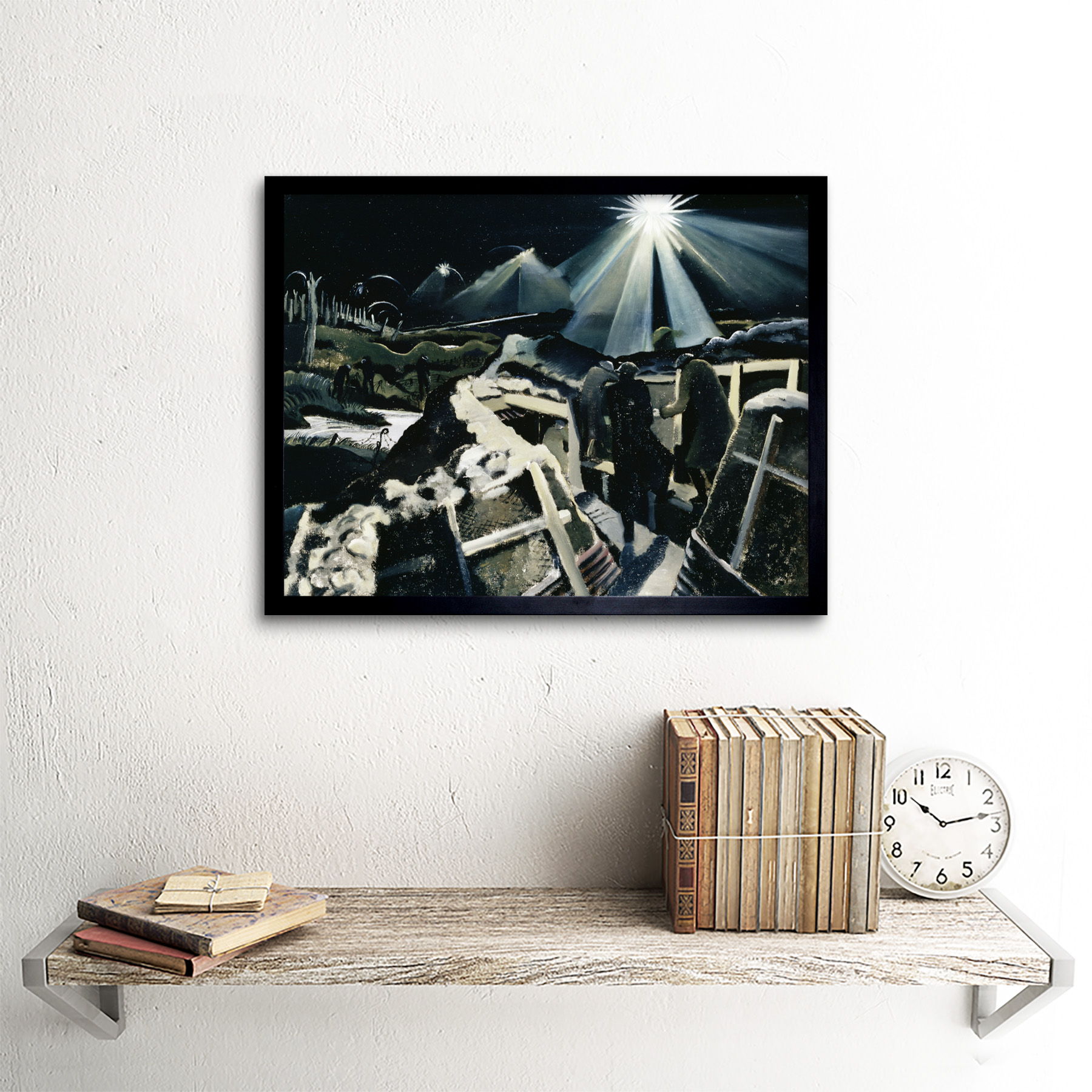 Nash Ypres salientes noche batalla Wwi Guerra Pintura Pared Arte Impresión Enmarcado 12x16