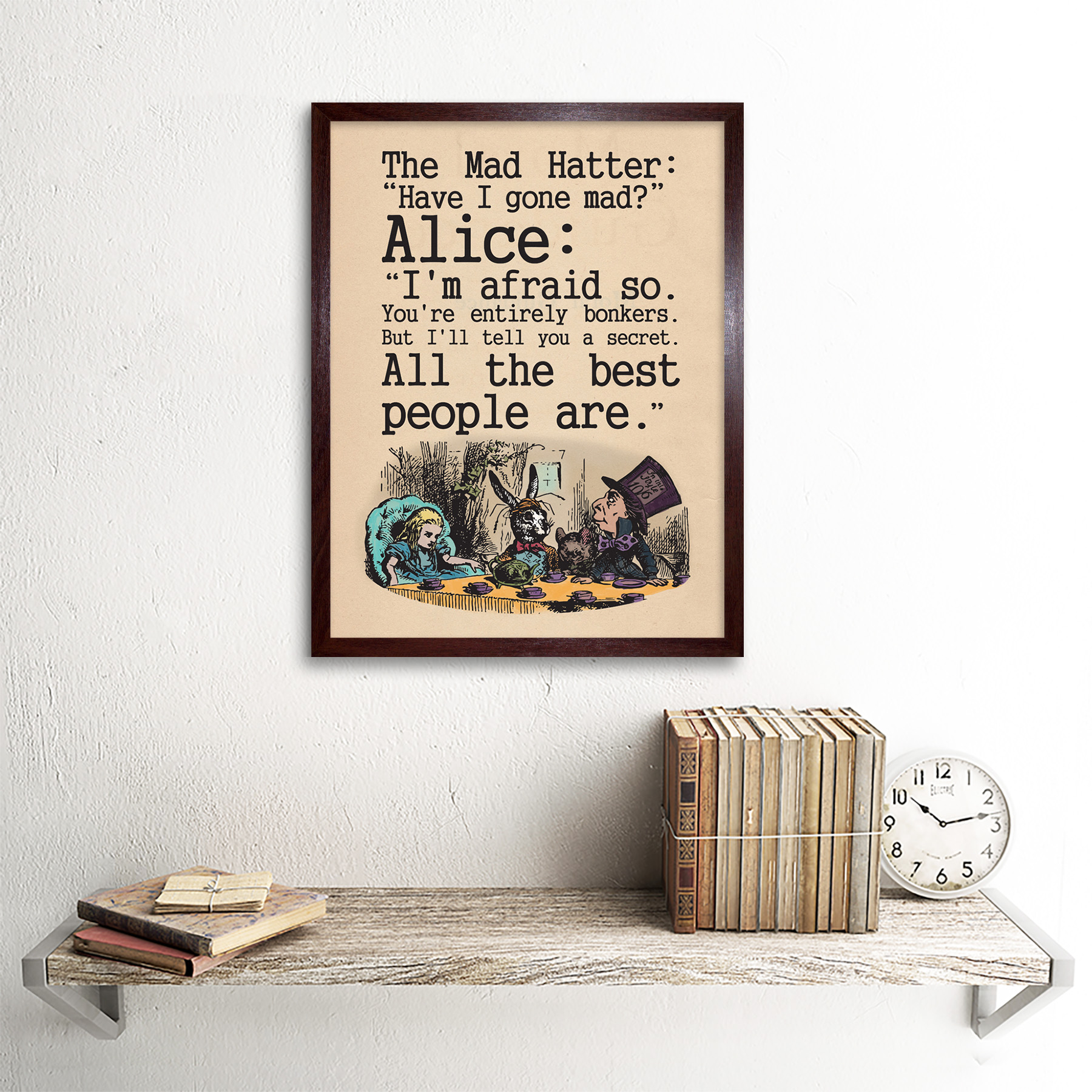 Alice In Wonderland Mad Hatter Tea Party Wall Art Print Framed 12x16