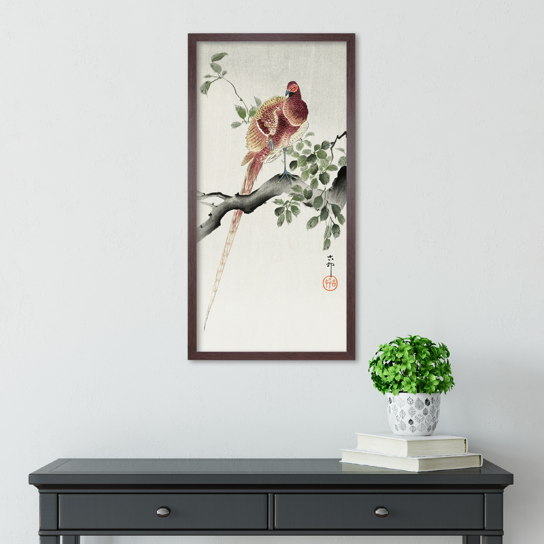 Ohara Koson cobre Faisán largo impresión arte enmarcado
