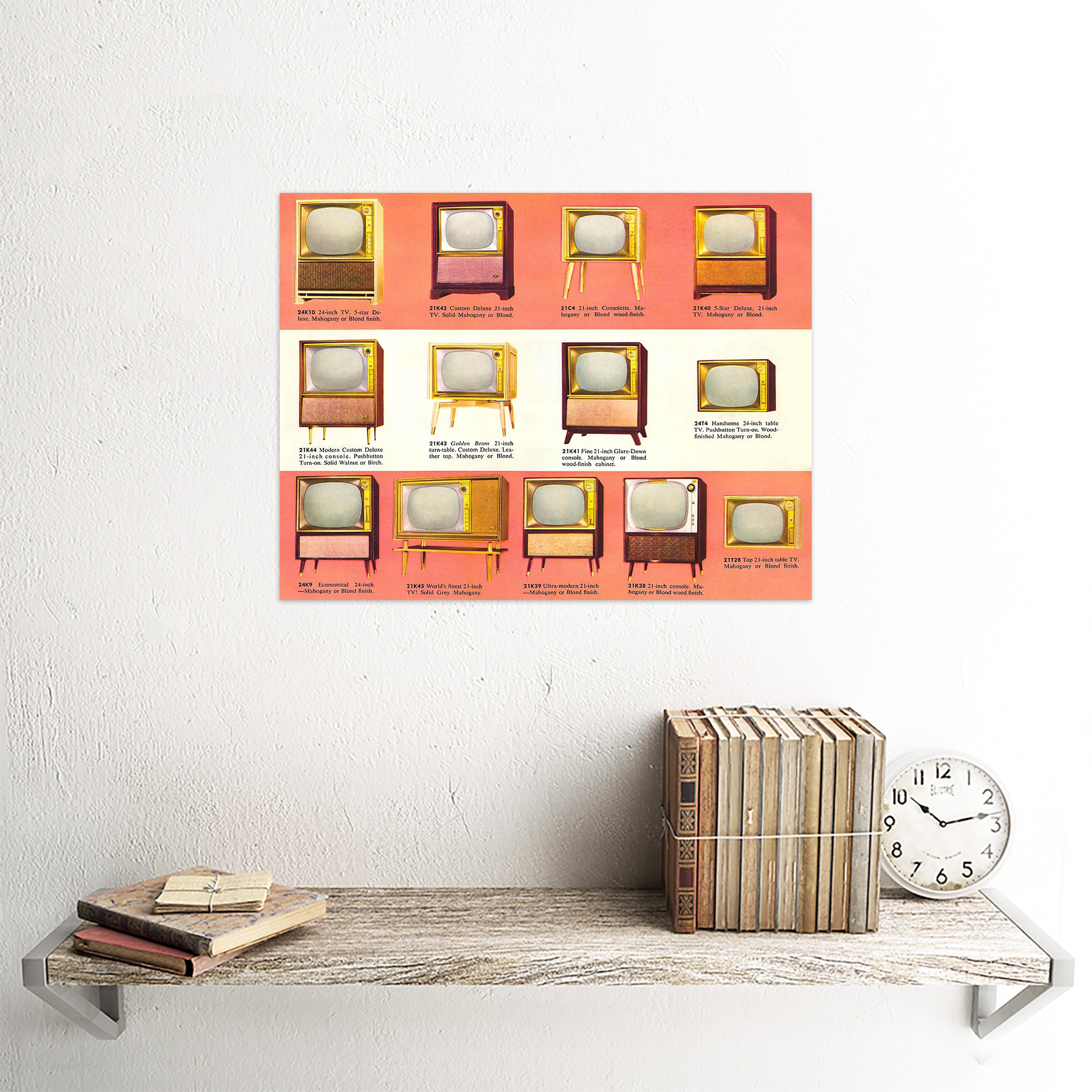 Advert Vintage Retro Television Set Guide Info 12X16 Inch Framed Art Print