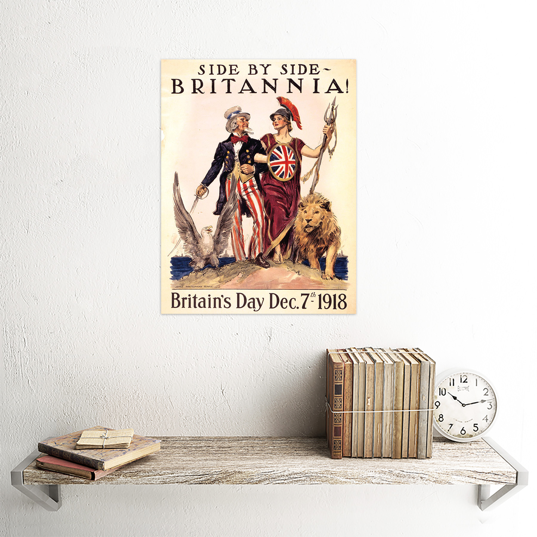 Propaganda Political Usa Uk Post War Wwi Uncle Sam Britannia 12X16 Framed Print