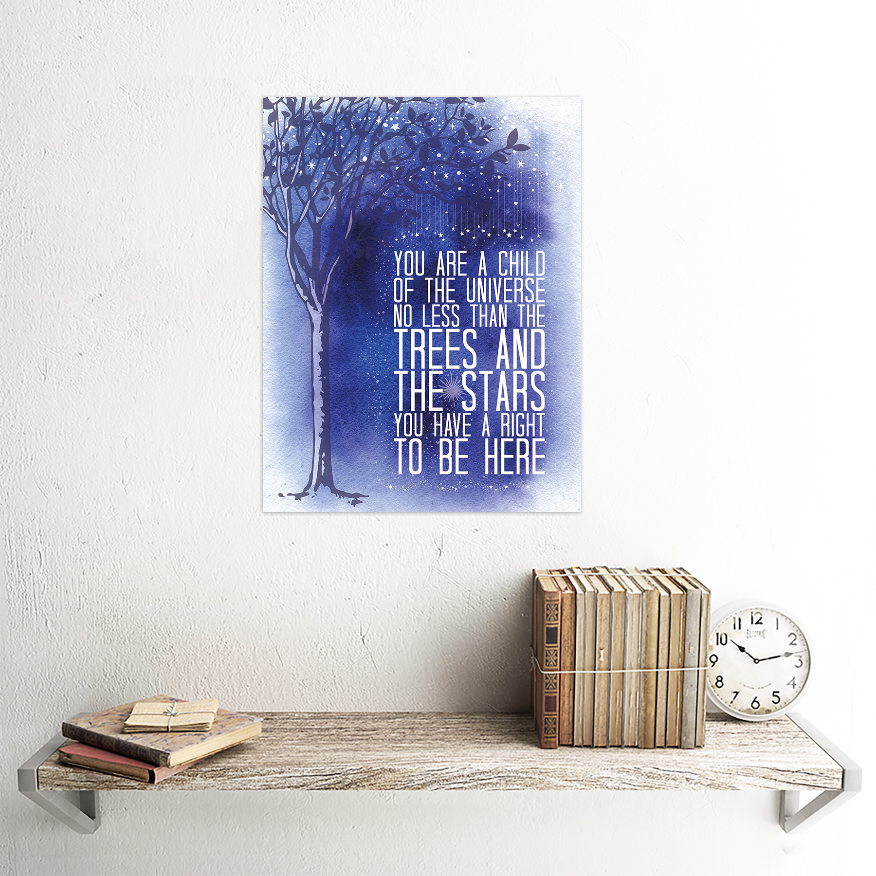 Quote Desiderata Stars Child Universe Motivation 12X16 Inch Framed Art Print