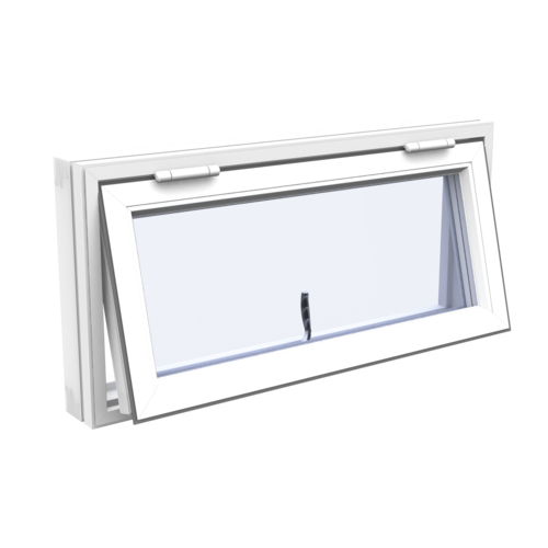 Överkantshängt fönster i öppet läge