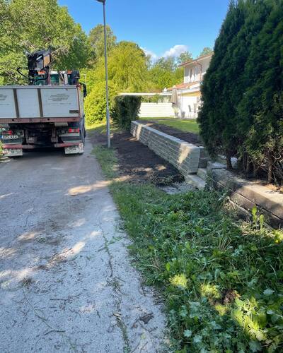 Markarbete och stödmur i Norrtälje