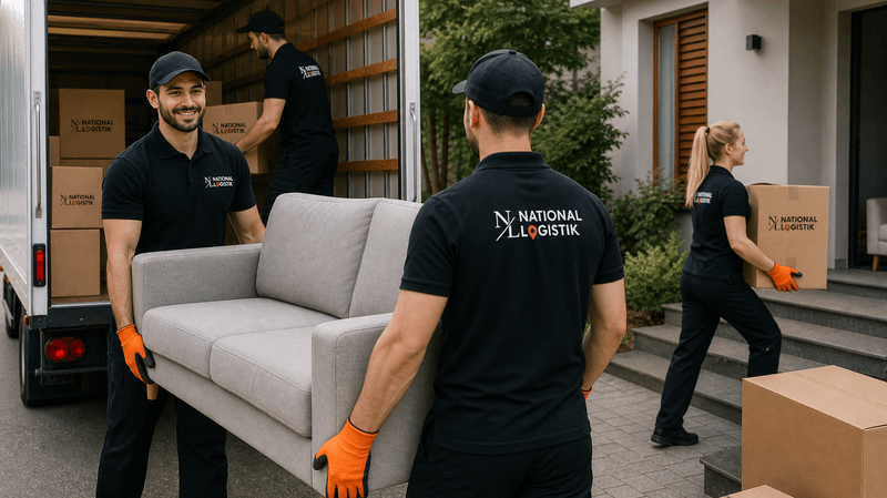 Flyttpersonal bär soffa vid bostadsflytt