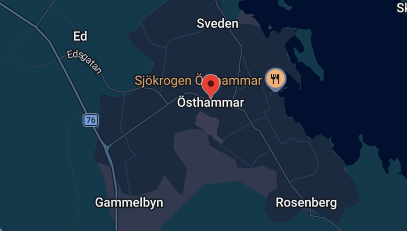 Karta som visar Östhammar med omgivande landmärken