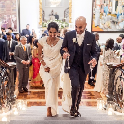 Bride and groom celebrating their wedding