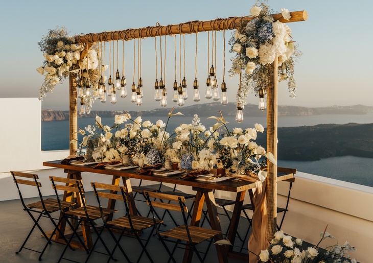 An intimate micro wedding set-up in Greece