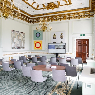 A meeting set up in the Radhakrishnan Room