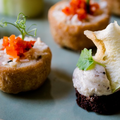 A close-up shot of canapes 