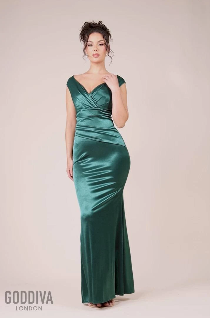 goddiva satin off the shoulder maxi dress reviews Goddiva Off The Shoulder Deep Plunge Velvet Maxi Dress