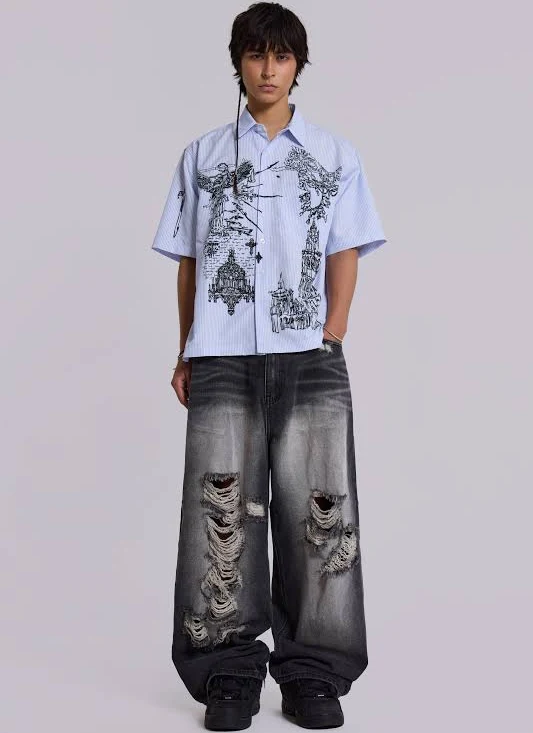 Aisle-3 Jaded London Sketch Pinstripe Shirt