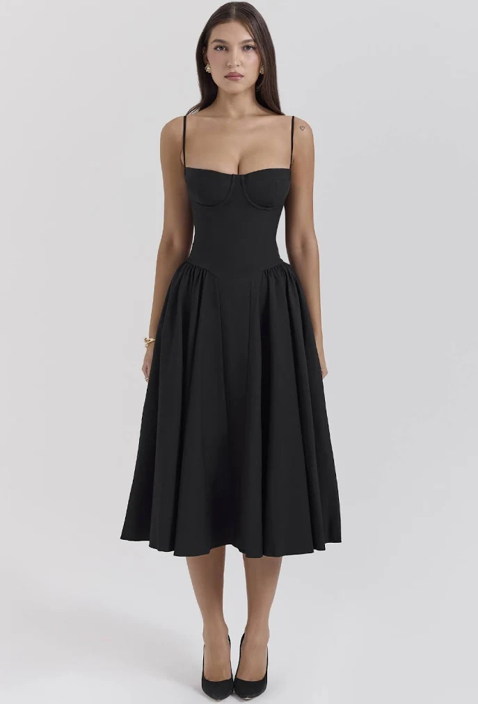samaria corset dress House of CB Samaria corset midi dress in dove grey