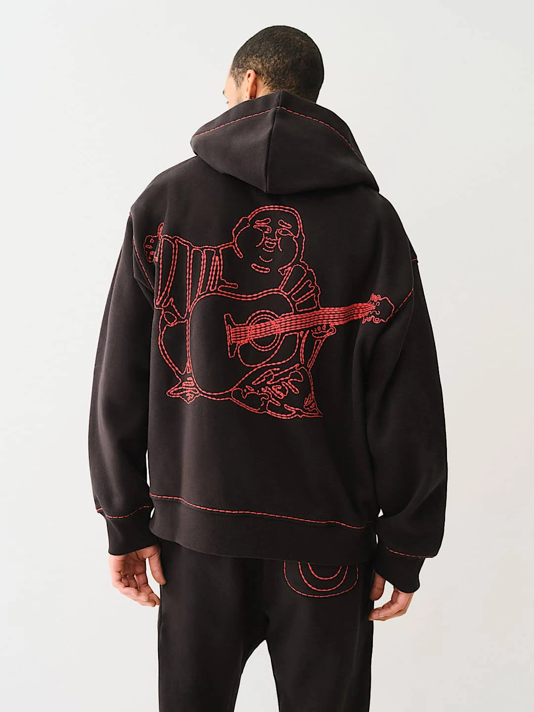 Aisle-3 True Religion Men's Super T Embroidered Buddha Logo Zip Hoodie