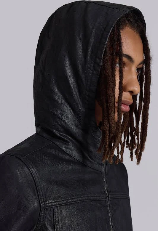 ジャケット・アウター Black Bedrock Waxed Hooded Denim Jacket Bedrock Waxed Denim Jacket | Jaded London | Clothing
