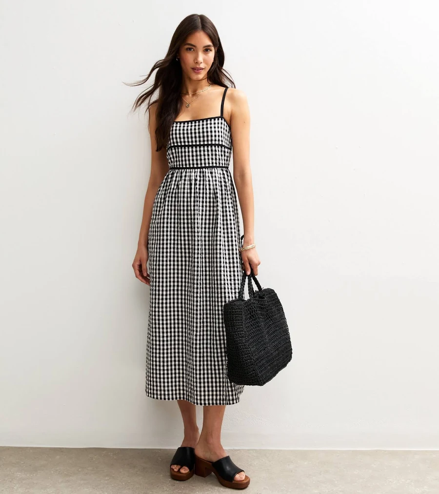 Aisle-3 New Look Women's Gingham Check Strappy Midi Dress