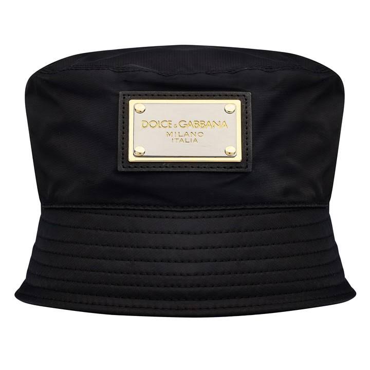 Dolce & Gabbana Black Wool Blend Bucket Hat with Logo Detail- Dolce & Gabbana Textured Black Wool Blend Bucket Hat with Bow- main image 4