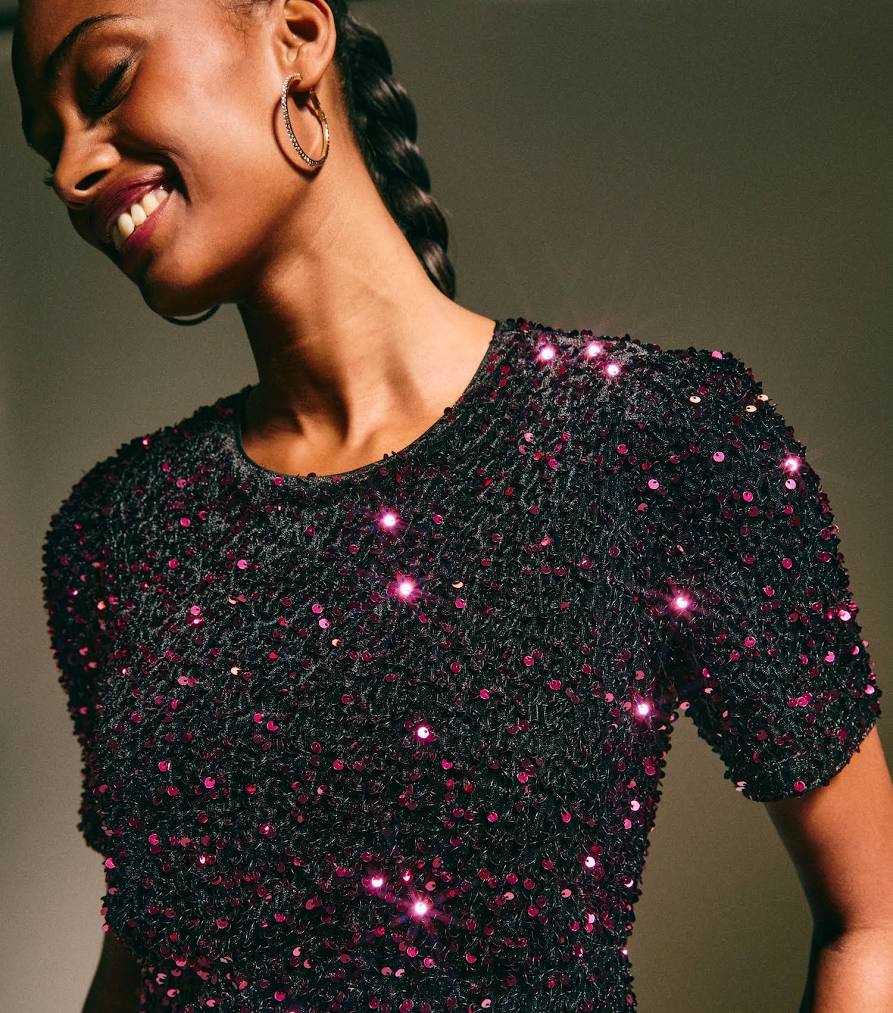 new look women's velvet a-line midi sequin dress reviews Aisle-3 style_little black dresses Vintage outfits for women Color:Candy Pink and a trendy Basque