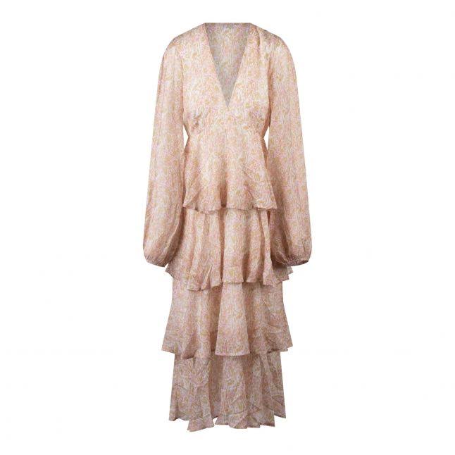 ashton ruffle midi dress Pretty Lavish Curve Ashton ruffle tiered midaxi dress in abstract print