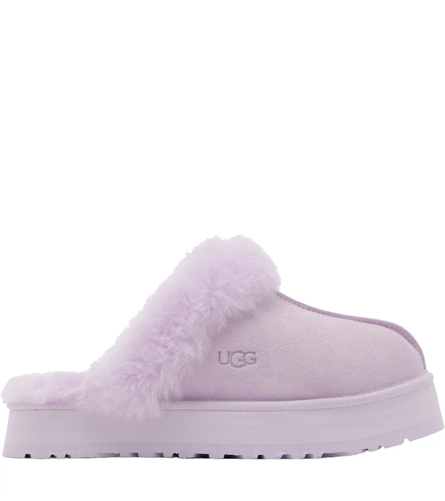 UGG パープル フラットシューズ Trendxparc Ugg Disquette Suede Platform Slippers - Purple