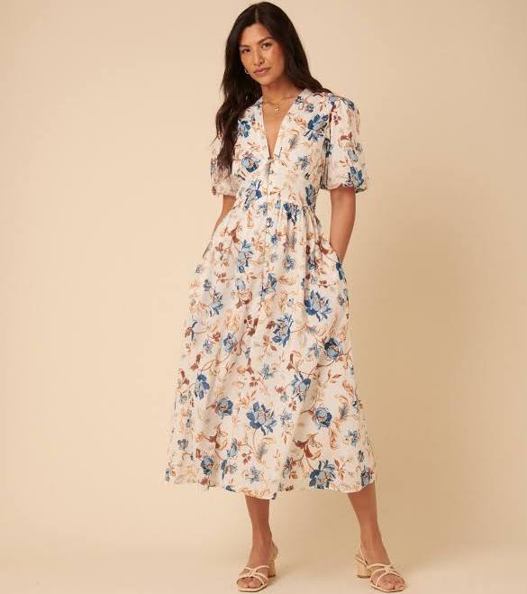Aisle-3 Nobody's Child Floral Starlight Midi Dress