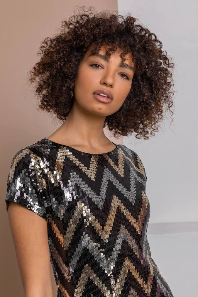 zig zag sequin dress Vivian Dress in Zig Zag Sequin