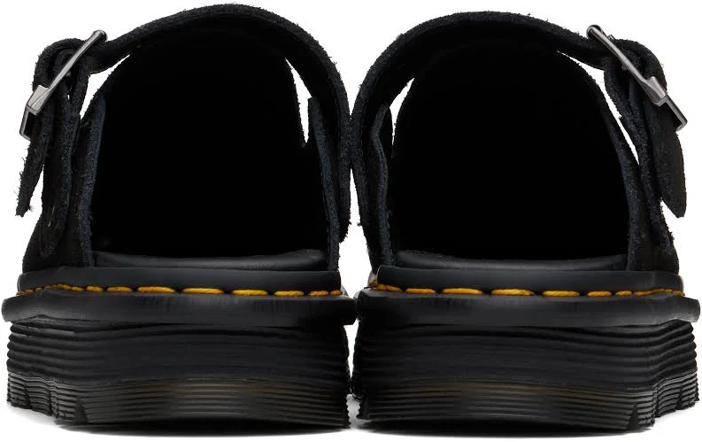 Trendxparc Dr. Martens Black Zebzag Suede Slingback Platform Mules
