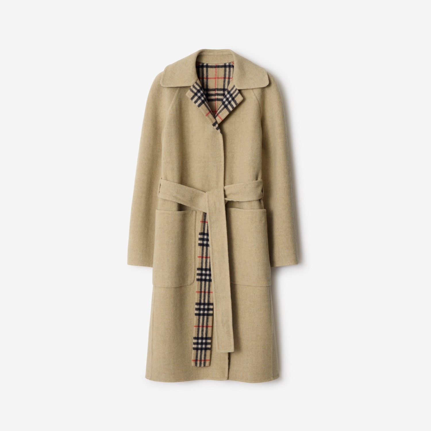 ジャケット・アウター BURBERRY 2way reversible coat wool Aisle-3 Burberry Reversible Wool Wrap Coat (Sand beige)